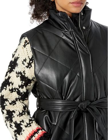 [BLANKNYC] سترة نسائية مبطنة من الجلد النباتي مع حزام ذاتي in Kuwait