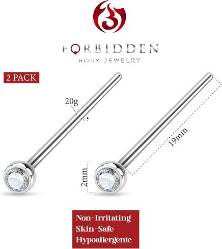 Forbidden Body Jewelry 18-20g Surgical Steel 2mm Press Fit CZ Fishtail Custom Bend Nose Stud in Saudi Arabia