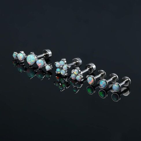 MILACOLATO 16G Opal Cartilage Earrings 316L Surgical Steel Daith Conch Medusa Helix Tragus Labret Stud Earrings Lip Rings Forward Monroe Piercing Jewelry for Women in Kuwait