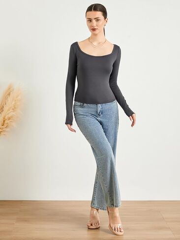 Womens 2 Piece Long Sleeve Shirts Going Out Tops Basic Slim Fitted Shirts Casual Fashion 2024 Y2k Tops Teen Girl Clothes in Saudi Arabia