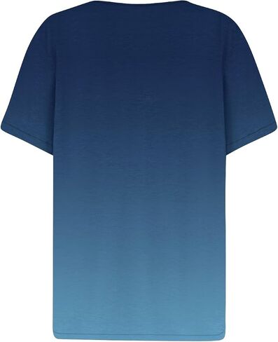 Tops for Women Women's Casual V Neck Short Sleeve T Shirts Basic Summer Tops Button Loose Print Blouse in Saudi Arabia