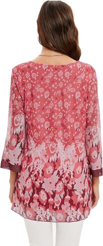 SeSe Code Women's 3/4 Sleeve Tunic Tops Asymmetrical Hem Dressy Casual Mesh Blouses in Saudi Arabia