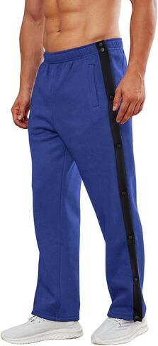 سراويل Deyeek الرجالية القطنية الممزقة بعد العمليات الجراحية من الصوف ذات فتحة عالية بزر كبس كاجوال لكرة السلة مع جيوب in Kuwait