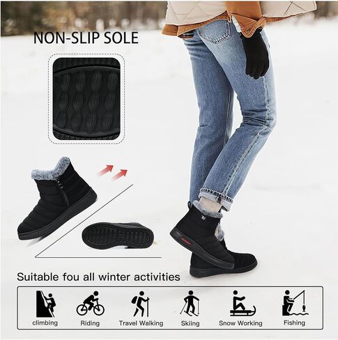 أحذية الثلوج النسائية SWQZVT للشتاء: أحذية دافئة للكاحل مقاومة للماء للنساء للطقس البارد وبطانة من الفرو أحذية معزولة مريحة للمشي مقاس ناعم in Kuwait