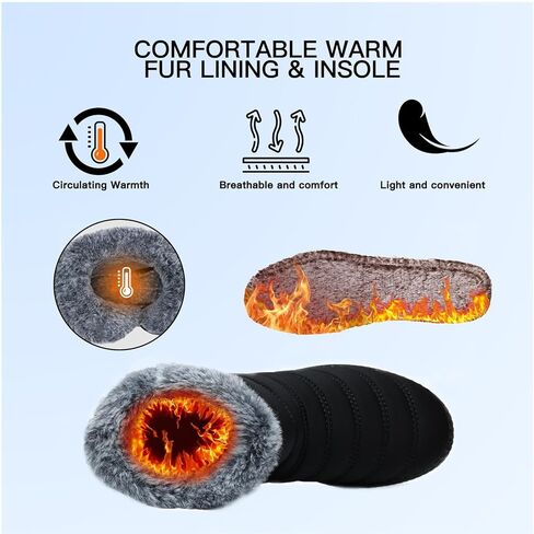 أحذية الثلوج النسائية SWQZVT للشتاء: أحذية دافئة للكاحل مقاومة للماء للنساء للطقس البارد وبطانة من الفرو أحذية معزولة مريحة للمشي مقاس ناعم in Kuwait