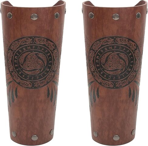JAOYU الجلود براكر القرون الوسطى Vambrace المعصم درع سوار ذراع فايكنغ واقي للذراع الجلود القفاز معصمه LARP اكسسوارات 2 قطعة in Kuwait