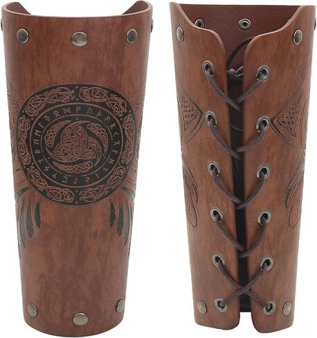JAOYU الجلود براكر القرون الوسطى Vambrace المعصم درع سوار ذراع فايكنغ واقي للذراع الجلود القفاز معصمه LARP اكسسوارات 2 قطعة in Kuwait