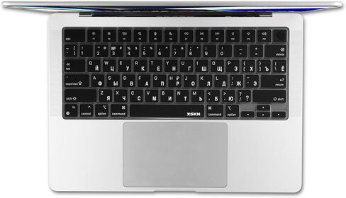 XSKN Russian Language Black US Layout Keyboard Skin Cover for Apple M1 M2 M3 Chip MacBook Air 13.6" 15.3" with Touch ID for MacBook Pro 14.2" 16.2" with Touch ID in Saudi Arabia