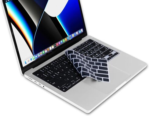 XSKN Russian Language Black US Layout Keyboard Skin Cover for Apple M1 M2 M3 Chip MacBook Air 13.6" 15.3" with Touch ID for MacBook Pro 14.2" 16.2" with Touch ID in Saudi Arabia