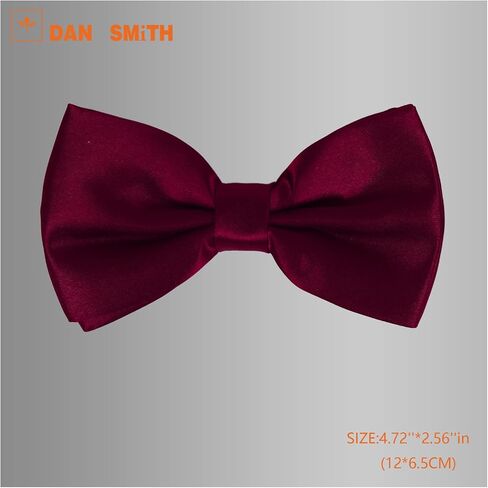 Dan Smith Man Bow Ties Silk Touch Bowtie Hankies Cuff-Links Set Clip-On Adjustable Famliy Shirt in Saudi Arabia