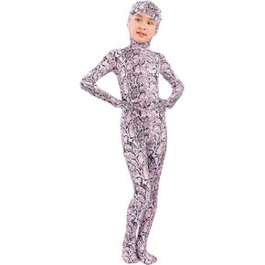 Seeksmile 6-12 Years Old Child Kids Costume Leopard Cheetah Snake Print Bodysuit Open Face Full Body Zentai Jumpsuit