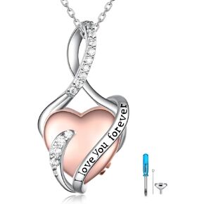 TYSO Heart Urn Necklace for Ashes 925 Sterling Silver Infinity Ashes Necklace Infinity Cremation Necklace Love You Forever Jewelry Keepsake Memorial Gift for Women Mom Grandma