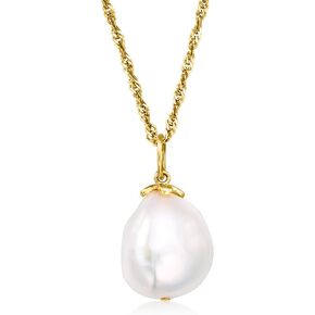 Ross-Simons 12-14mm Cultured Baroque Pearl Pendant Necklace in 18kt Gold Over Sterling
