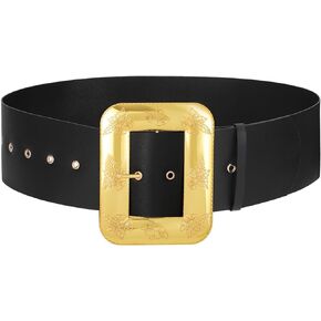 Christmas Santa Claus Belt Adults Black Pirate Belt Novelty Accessory Santa Claus Costume Belt with Gold Buckle