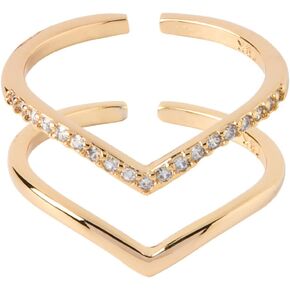 BZEBI Stacking Adjustable Ring Chevron Classic V shape 18K Gold Plated Ring For Women Girl Stacking Jewelry Gift