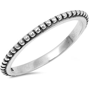 Thin Beaded Bali Stackable Ring New .925 Sterling Silver Vintage Band Sizes 3-13