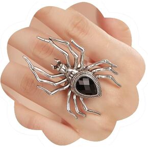 Gothic Punk Big Spider Ring Exaggerated Knuckle Stacking Finger Ring for Women Men Girls