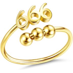 MUSECLOUD Bead Anxiety Ring For Women 925 Sterling Silver Fidget Ring 111 222 333 444 555 666 777 888 999 000 Angel Number Rings Adjustable Stackable Rings