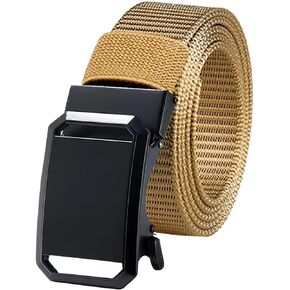Men Belts Ratchet Belt- Nylon Web Belt Men and Women's Casual Belt for Jeans Pants - Adjustable Belt with Slide Buckle