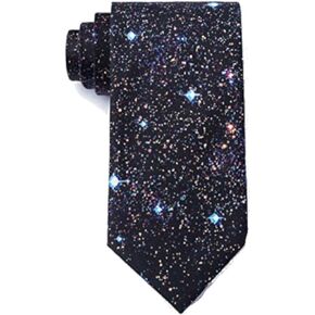 Men's Microfiber Black Spaced Out Galaxy Tie Necktie