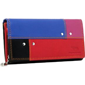 Purse For Women | Genuine Leather RFID Blocking | High Capacity Stylish Flap Over Long Purse Wallet With Zipped Pocket | Designed For Up To 12 Cards And Cash (Multicoloured) M-05