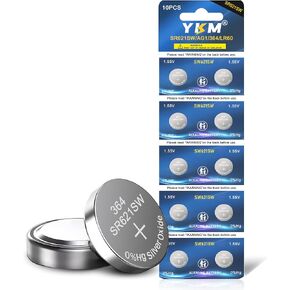 YKM 364 SR621SW Watch Battery AG1 364/363 LR621 V364 1.55V Silver Oxide Battery 10 Pack