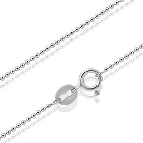 SEA OF ICE Sterling Silver 1mm Round Ball Bead Chain Necklace for women, Size 14" - 36" Italy