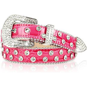 Rhinestone Belt for Women Fashion Western Belts Vintage Bling Cowgirl Studded Leather Waist Belt for Jeans Dress