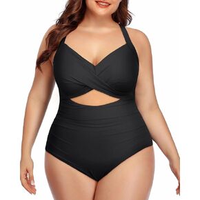 Yonique Plus Size One Piece Swimsuit for Women Tummy Control Bathing Suit Cutout Swimwear