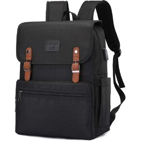 HFSX Laptop Backpack Men Women Vintage Backpack Bookbag College Backpacks Stylish Backpack Black Fits 15.6 Inch Laptop in Saudi Arabia