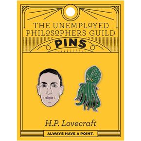The Unemployed Philosophers Guild H. P. Lovecraft and Cthulhu Enamel Pin Set - Strong Rubber Backing Clasps
