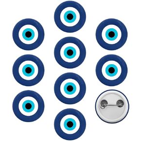 Evil Eye Pinback Badge Round - Eye of Turkey Turkish Blue Eye Protect Lucky Badge - Greek Eye Pinback (1 inch, 10 Pcs)