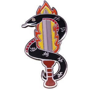 Good Omens Aziraphale Crowley Flaming Sword Snake Serpent Garden of Eden Adam Eve Angel Demon Ineffable TV Show 1.55" Enamel Pin Badge