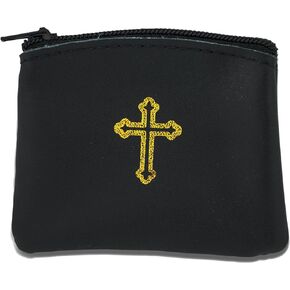 Genuine Leather Catholic Rosary Case (1, Black)