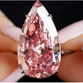 Awmnjtmgpw 925 Sterling Silver Diamond Ring Water Drop pear Shaped Pink Crystal Topaz Ring Exquisite Women's Diamond Ring Proposal Wedding Engagement Diamond Ring Size (6-10) (Size 6)