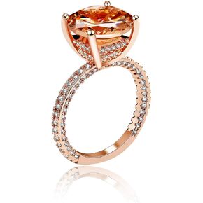Uloveido Women's Unique Big Champagne Yellow Round AAA Cubic Zirconia Solitaire Rings Gift RA0415