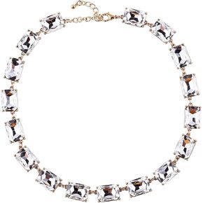 Women Statement Acrylic Crystal Necklace, Girl Novelty Costume Chain Bib Necklace Jewelry