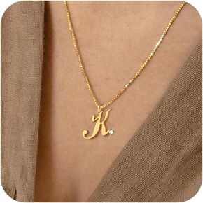 Gold Initial Necklaces for Women Dainty Zircon 14K Gold Plated Letter A-Z Pendent Choker Necklace Trendy Cute Letter Name Necklaces Gold Jewelry Necklace for Teen Girls Gift
