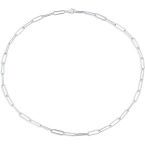 Bling Jewelry Solid Strong Yellow 14K Gold Over .925 Sterling Silver Modern Paperclip Link Chain Choker Necklace For Women Teens Made In Italy 14,16, 18, 20 Inch 3.5-4mm