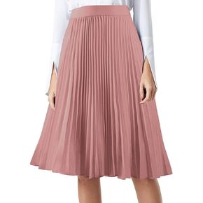 Women's Chiffon High Waist Pleated Midi Skirt Swing A-line Summer Beach Flowy Skirts
