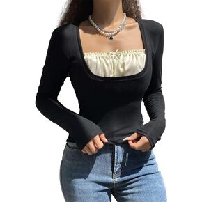 Women Fairy Tops Grunge Clothes Y2k Shirt Long Sleeve Lace Collar Vintage Aesthetic Blouse in Kuwait
