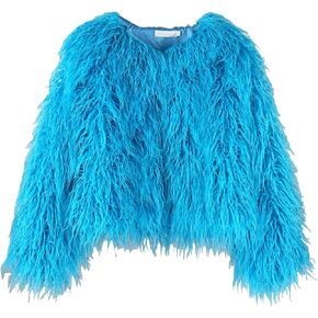 foefaik Winter Fluffy Faux Fur Coat Women's Shaggy Jacket Long Sleeve Outwear