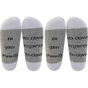 LEVLO Cancer Awareness Fighter Socks In This Family No One Fights Alone Cancer Survivor Gift