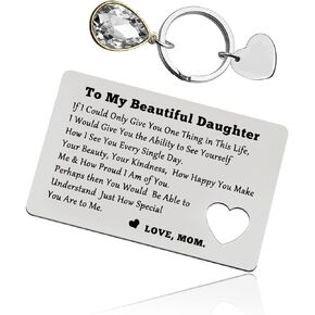 To My Daughter Gift from Mom Engraved Wallet Insert Card for Daughter in Law Inspirational Gift for Daughter Stepdaughter Graduation Gift Encouragement Gift from Mother Stepmom Metal Wallet Card Gift