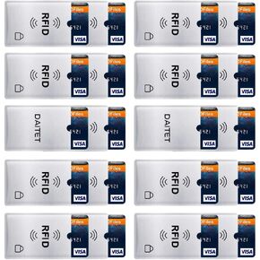 RFID Blocking Sleeves, Set of 10 Credit Card Holders & 4 Passport Protectors for Men & Women and Wallet Trifold Leather Bifold Wallet