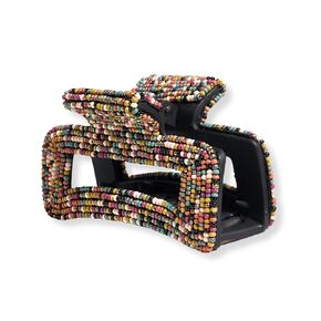 INK+ALLOY Women's Lola 3.5-Inch Confetti Beaded Boho Hair Claw Clip Handmade Jewelry for the Modern Bohemian (Rainbow)