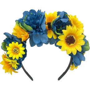June Bloomy Frida Kahlo Mexican Flower Crown Headband Dia de los muertos Day of the dead Headpiece Party Costume