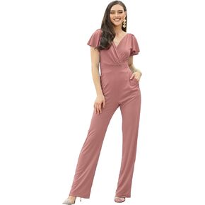 KOH KOH Women’s Long Pant Suit Sleeveless V-Neck Classy Jumpsuit Romper Outfit in Kuwait