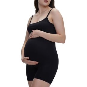 POSHDIVAH Women's Maternity Spaghetti Strap Bodysuit Shorts Pregnancy Bodycon Jumpsuit Sleeveless Tank Top Romper Shapewear
