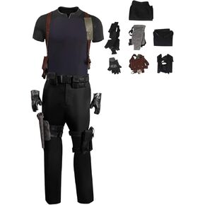 Verycos Mens Leon Kennedy Cosplay Jacket Pants Re4 Rpd Uniform Top Brown Belt Holster Police Gloves Halloween Costume in Kuwait